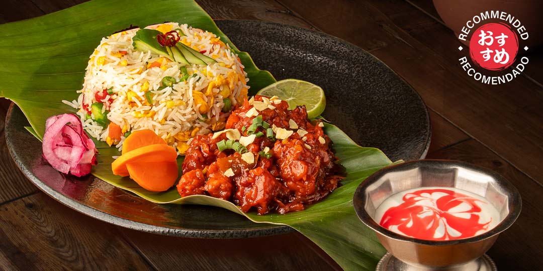 E2. エッグフライライス ＋ チキンマンチューリアンセット + デザート